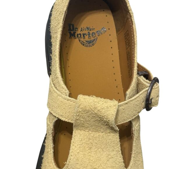 New! Dr Martens T-Bar Hazy Yellow Long Napped Suede Mary Janes - W 11 / M 10 - Picture 8 of 13